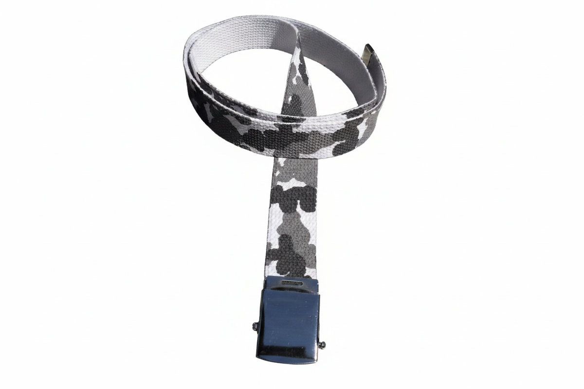 Roll Buckle Belt 2" Wide Military Style Canvas Belting with Chrome Coloured Buckle