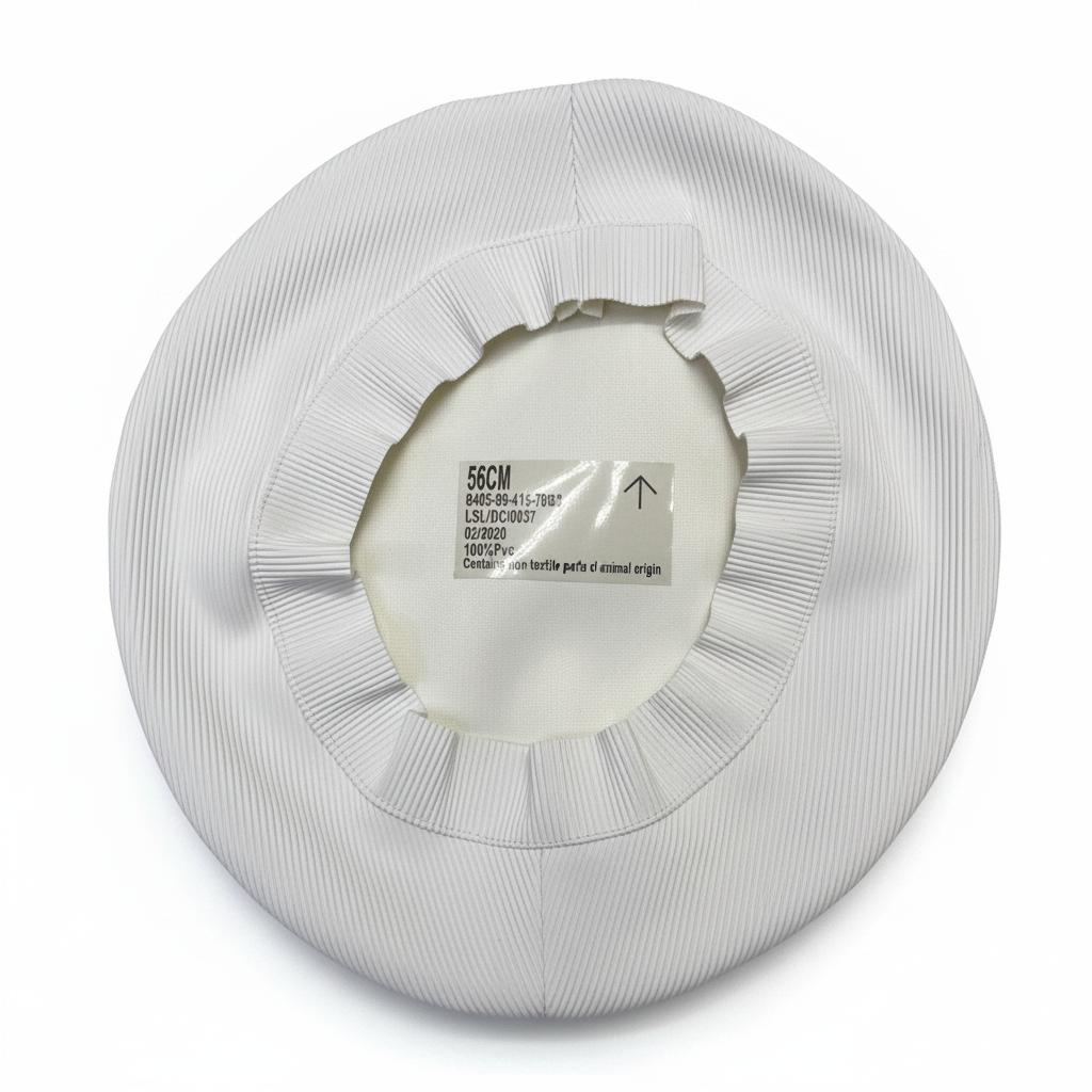 RN naval cap cover underside with label on white background