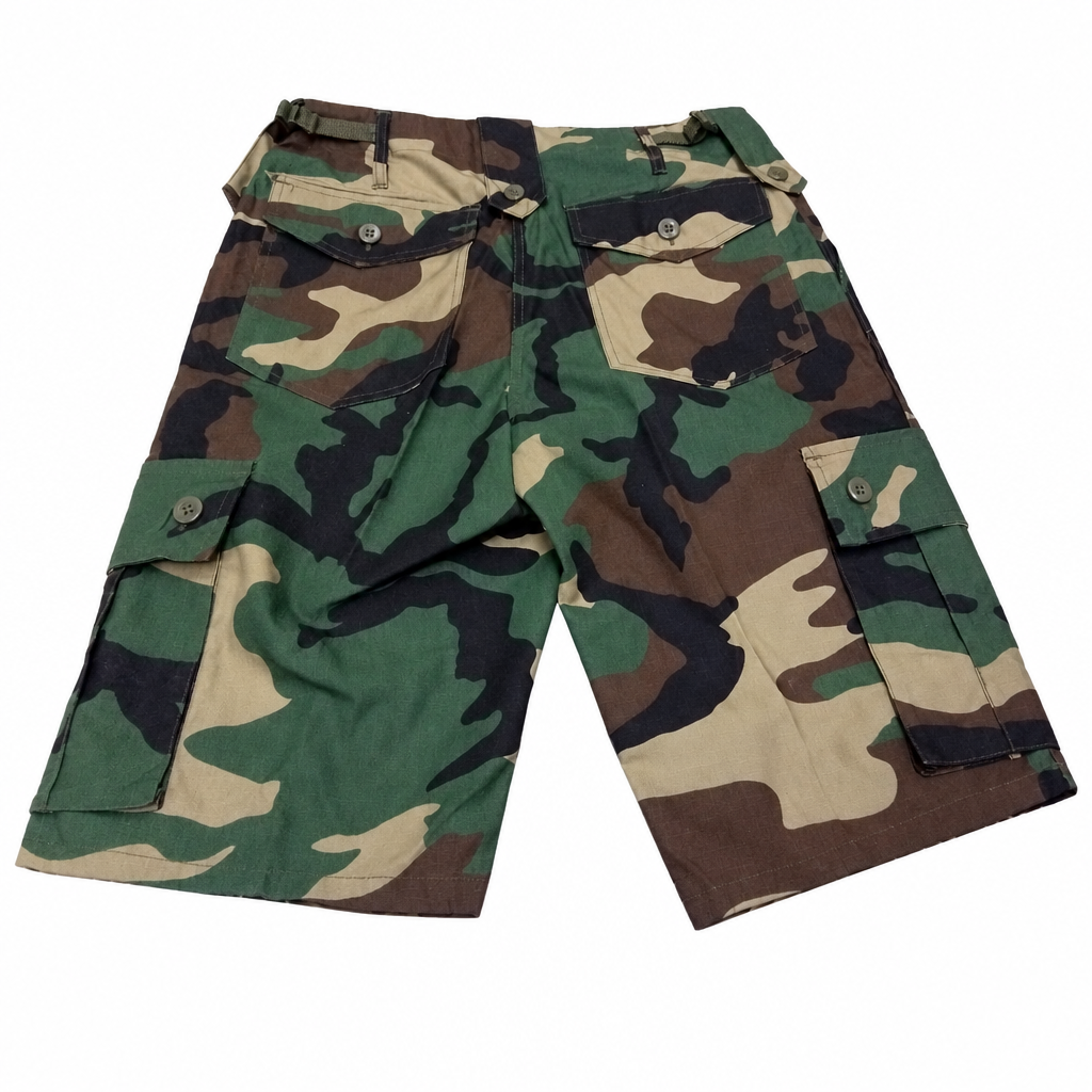 Combat cargo shorts on white background