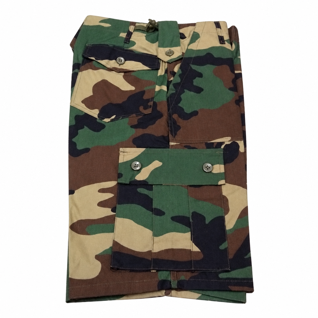 Combat cargo shorts on white background