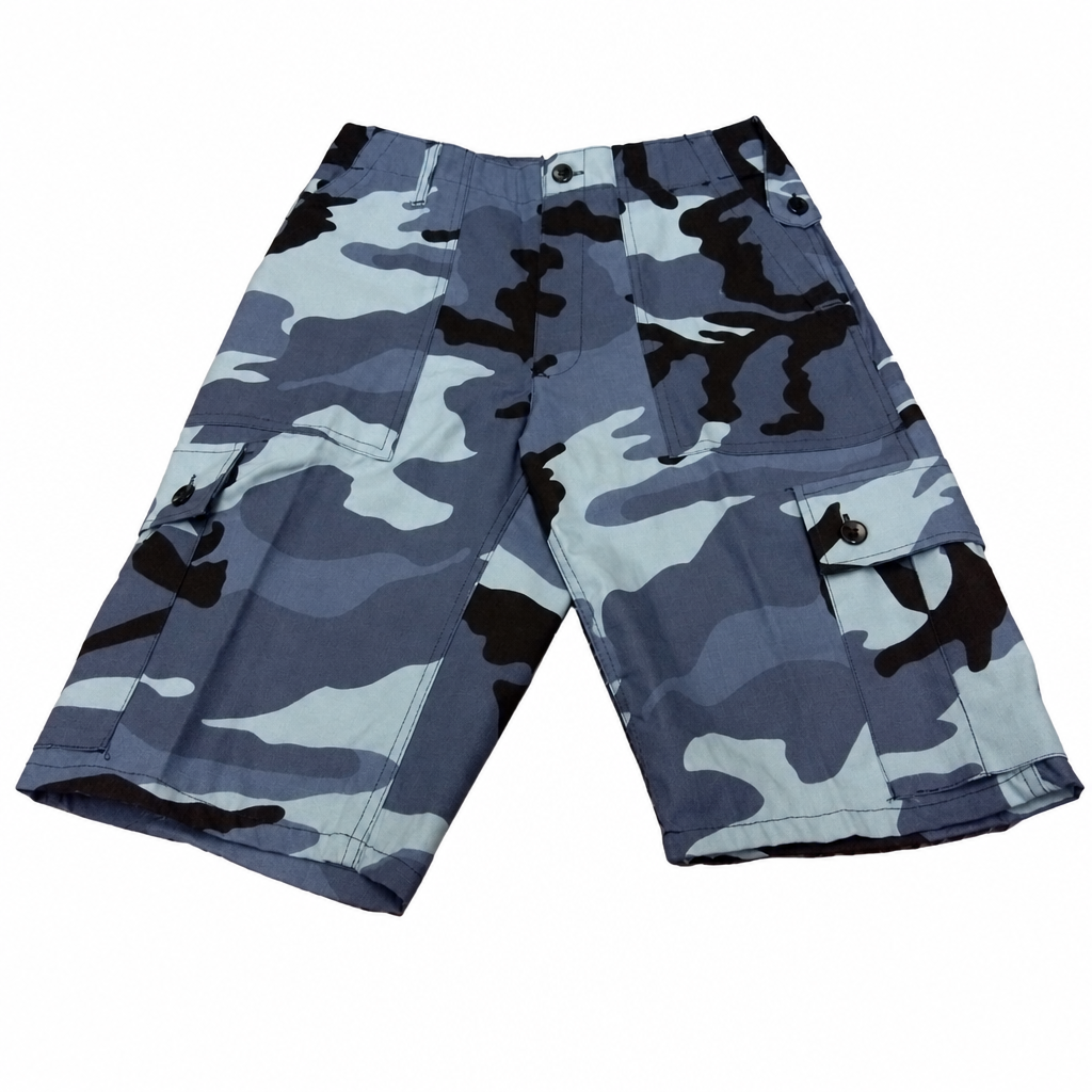 Combat cargo shorts on white background