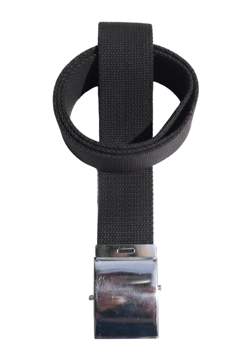 Roll Buckle Belt 2" Wide Military Style Canvas Belting with Chrome Coloured Buckle