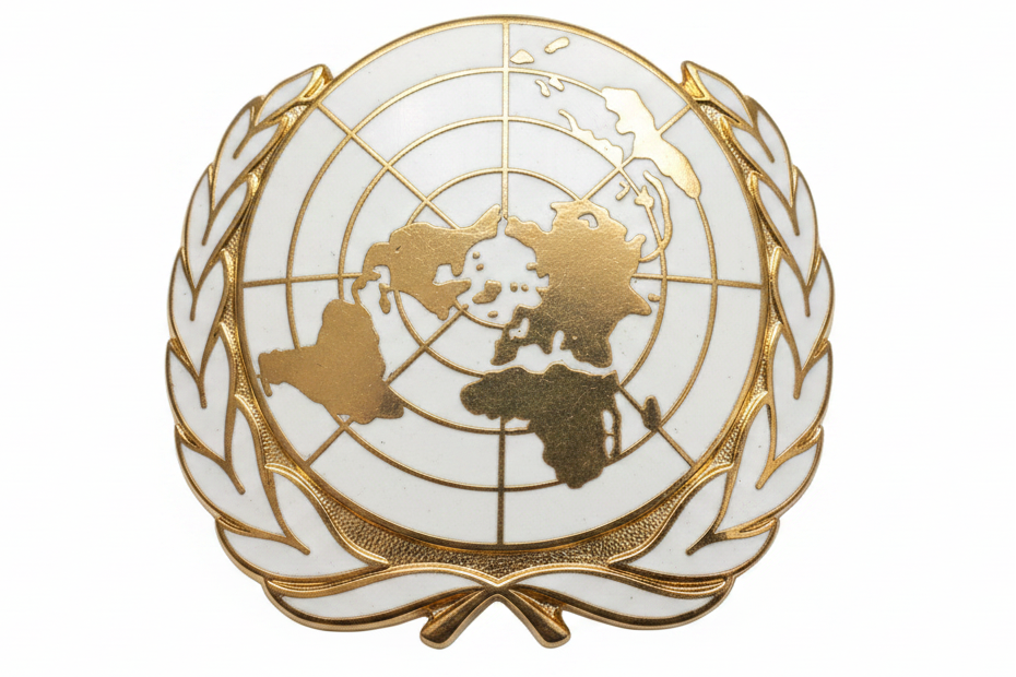 United Nations UN Cap Badge White Background