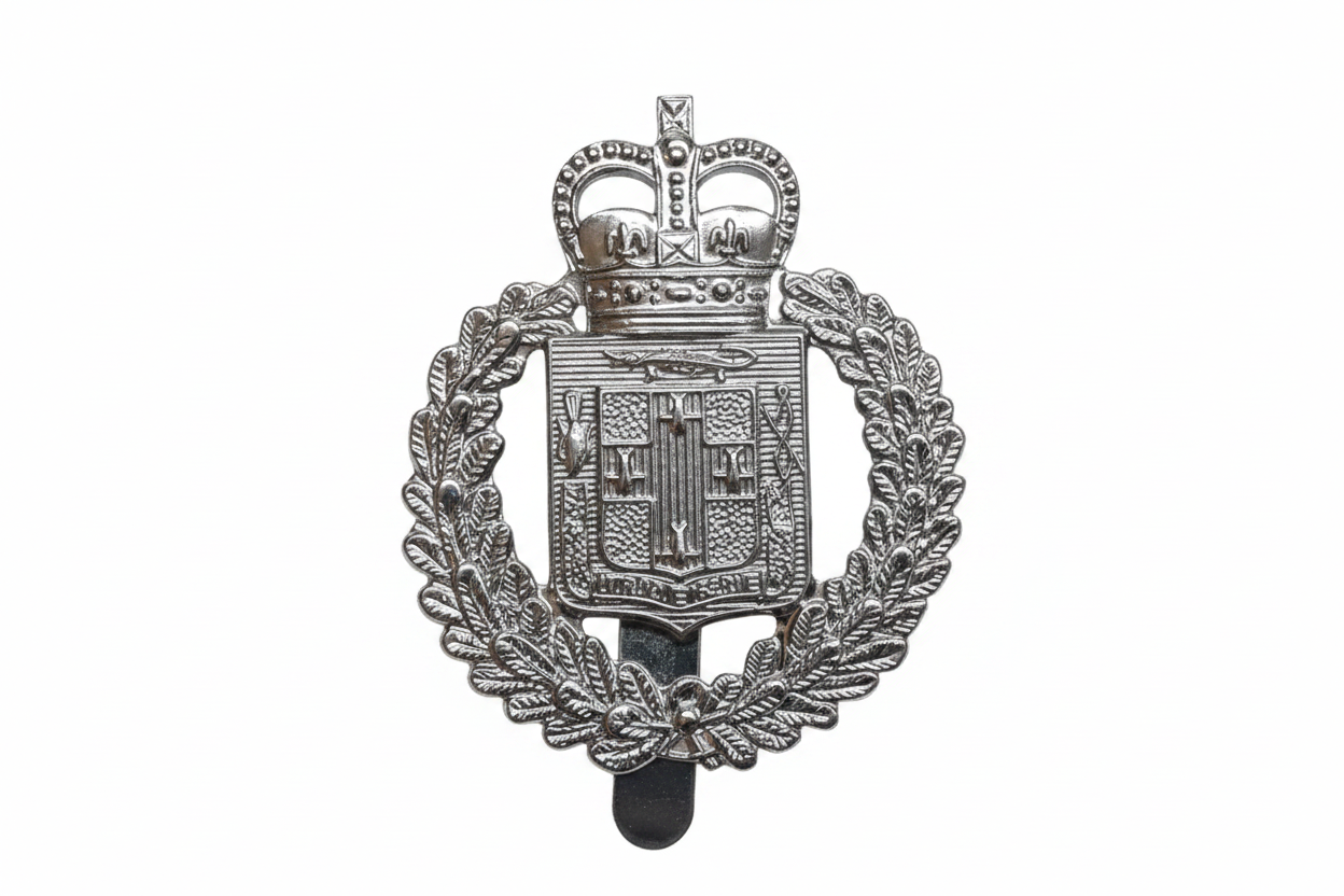 Badge front white background