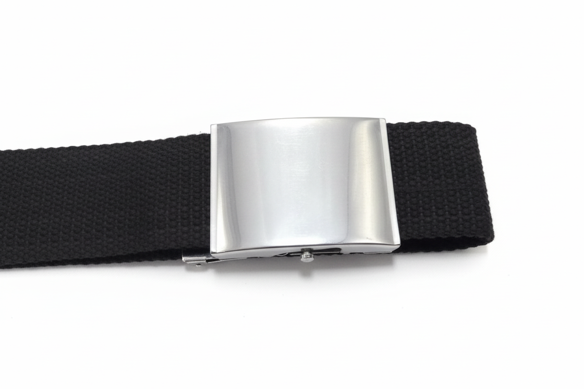 Roll Buckle Belt 2" Wide Military Style Canvas Belting with Chrome Coloured Buckle