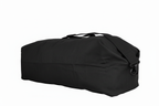Black military kit bag laid flat on a white background