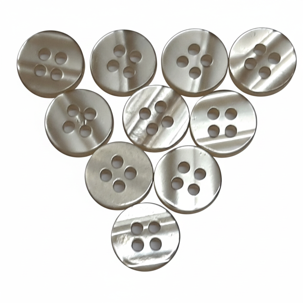 Buttons 10 Vintage 4 Hole for Dress Shirts Pearlesque Frosty Mint 10.2mm New Old Stock