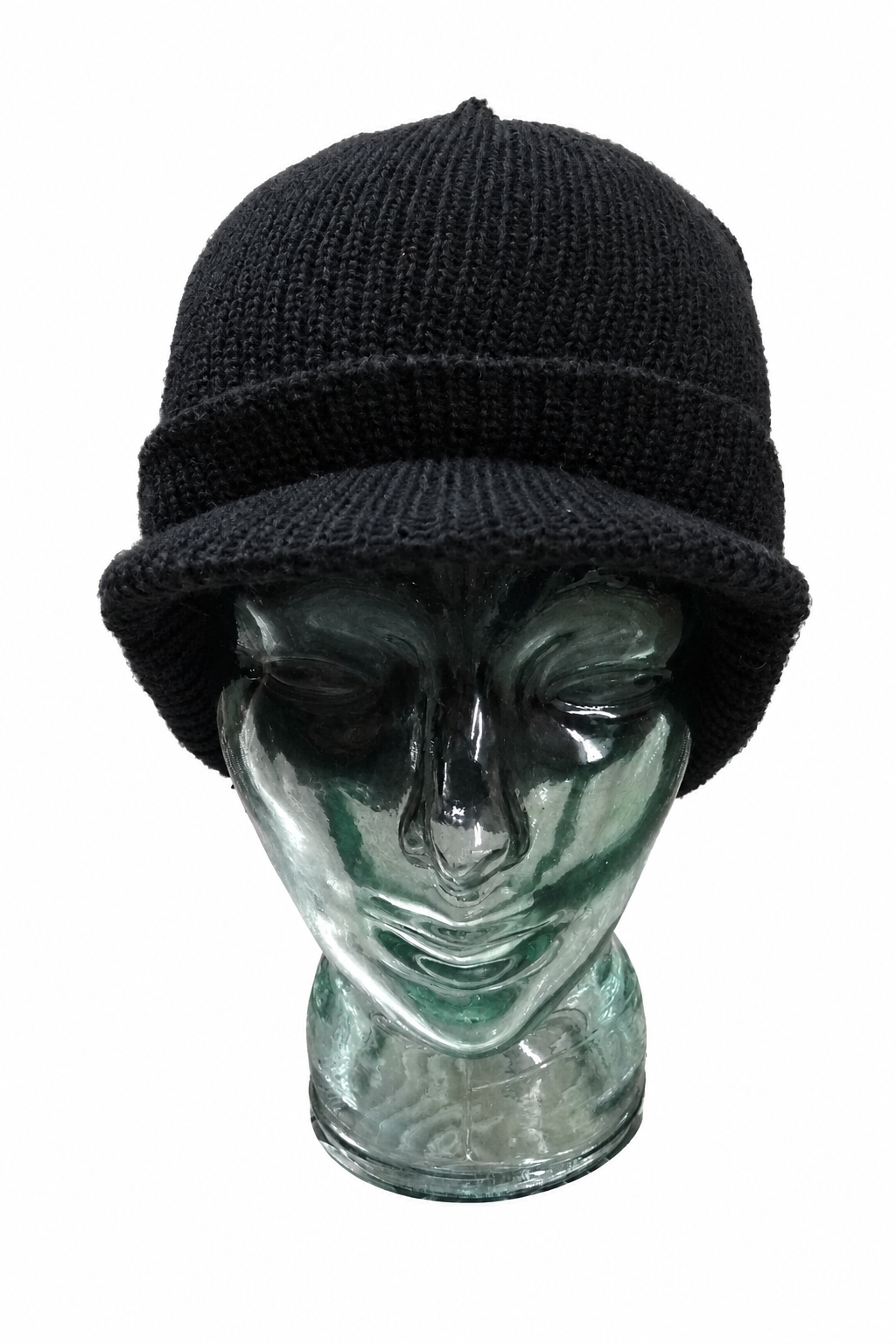 US peaked wool watch cap on a pure white background