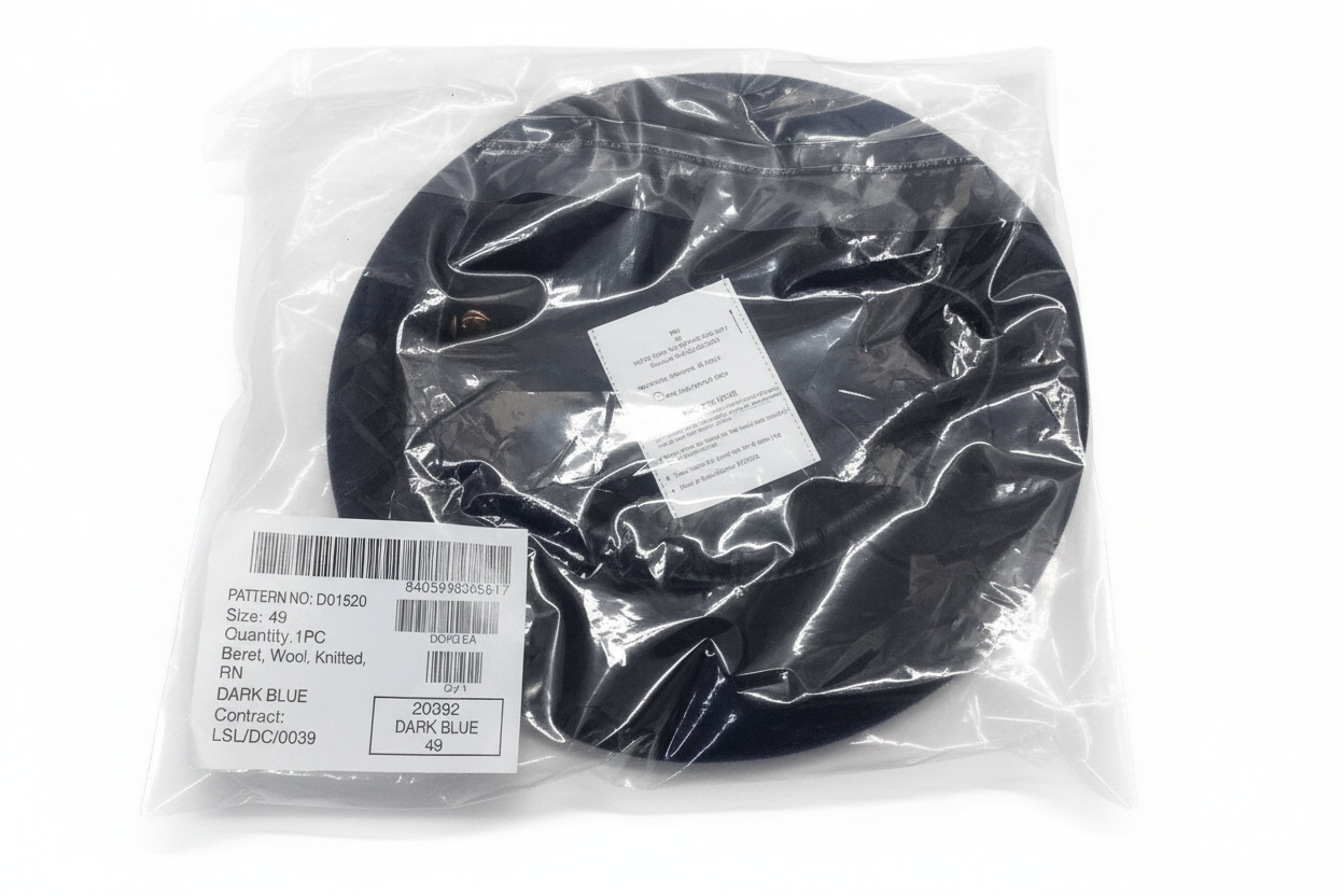 Royal Navy beret in packaging white background