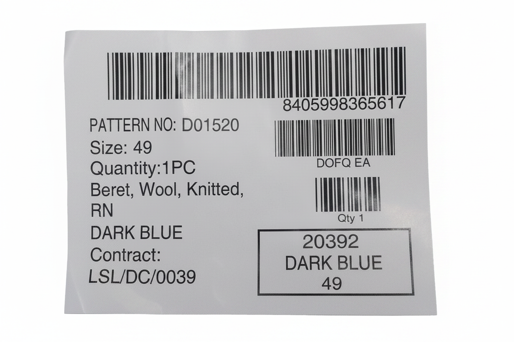 Royal Navy beret label white background