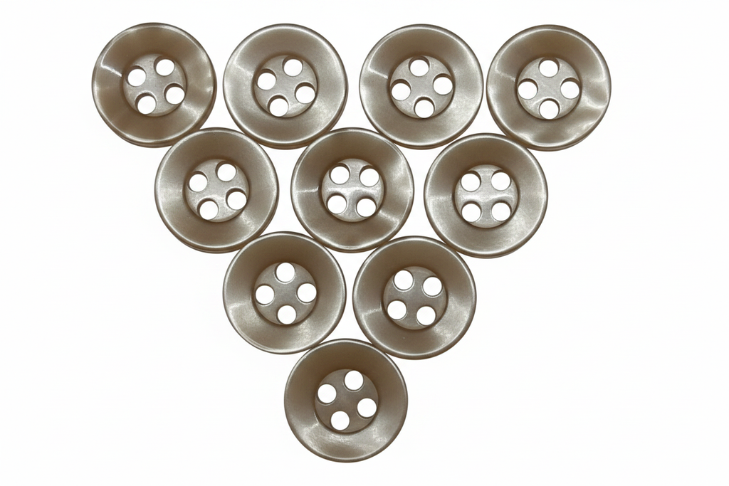 Buttons 10 Vintage 4 Hole for Dress Shirts Pearlesque Khaki 10.5mm New Old Stock