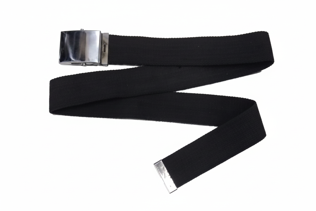 Roll Buckle Belt 2" Wide Military Style Canvas Belting with Chrome Coloured Buckle