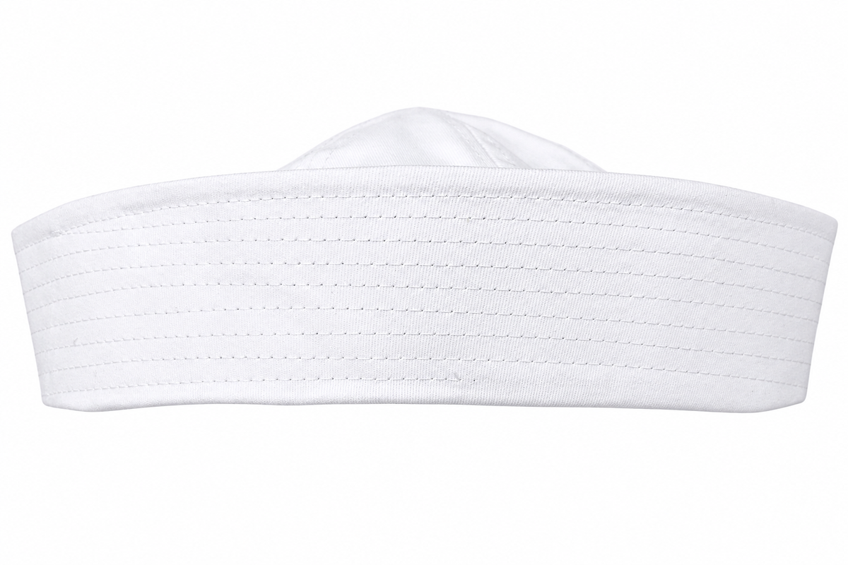 Crisp white sailor hat, front view