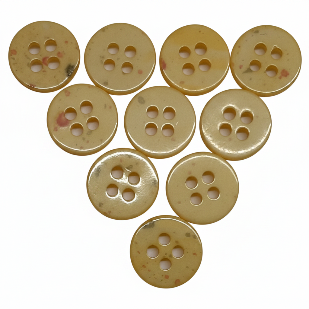 Buttons 10 Vintage 4 Hole for Dress Shirts Pearlesque Gold (Yellow) 10.8mm New Old Stock (Copy)