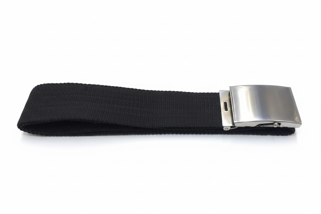 Roll Buckle Belt 2" Wide Military Style Canvas Belting with Chrome Coloured Buckle