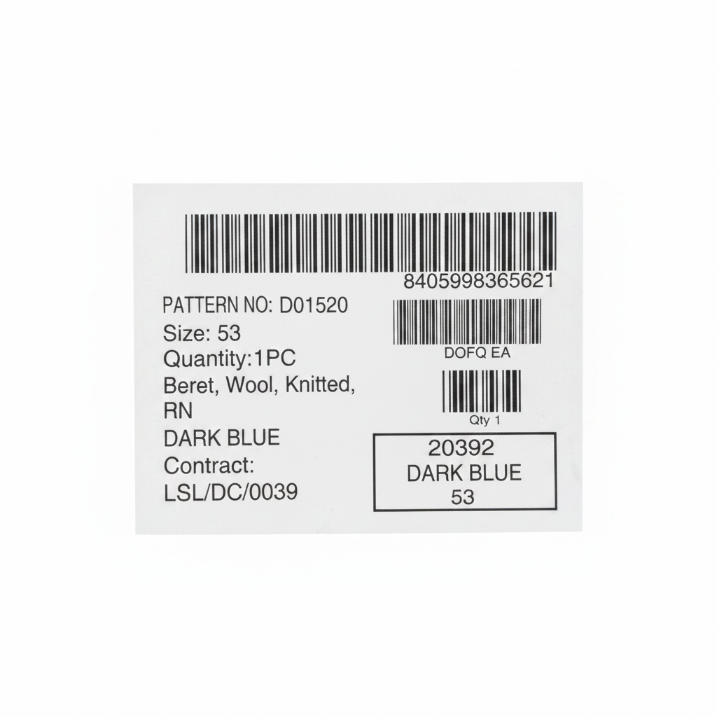 Beret label white background