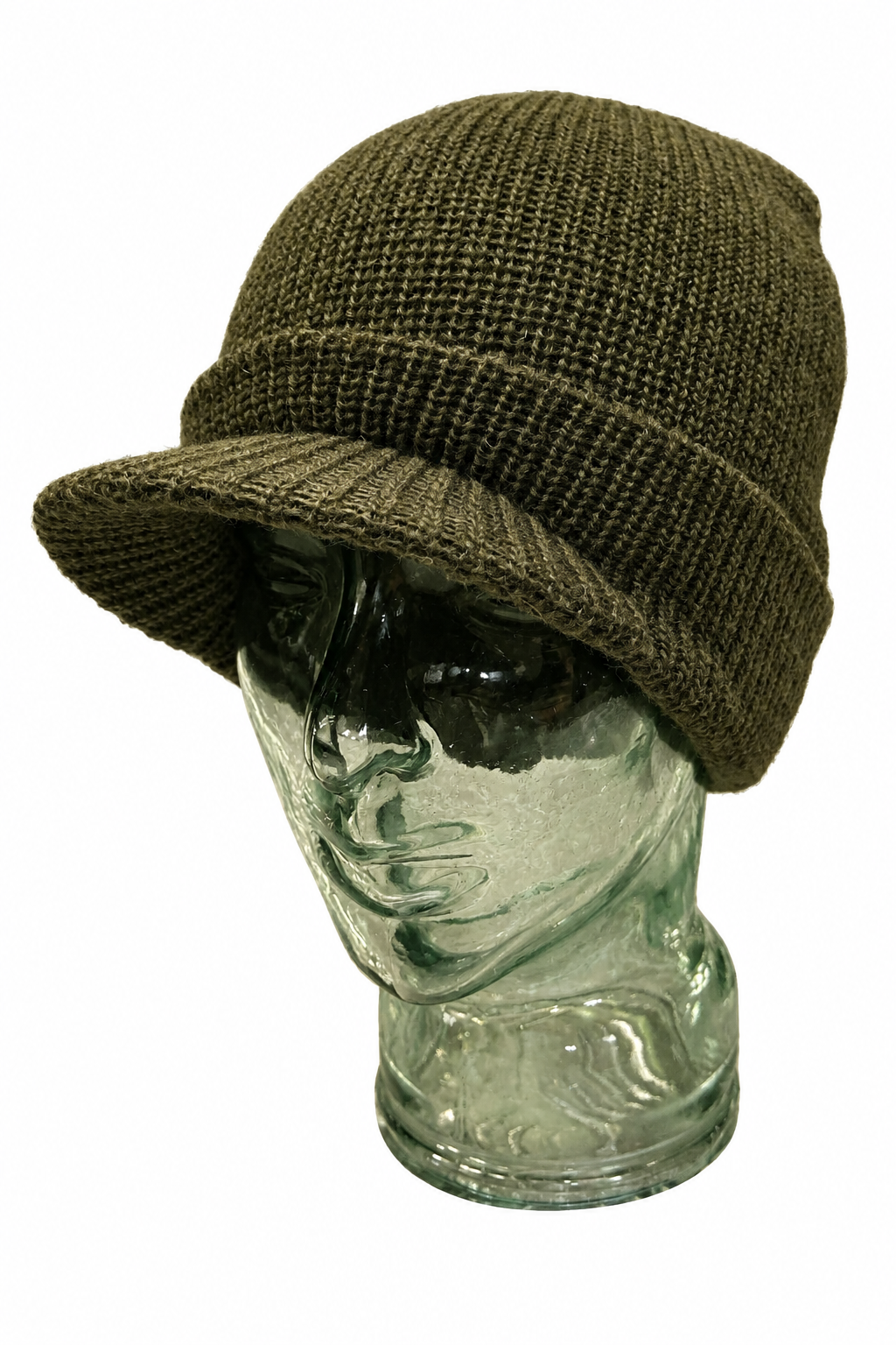 US peaked wool watch cap on a pure white background