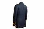 Navy dress jacket rear left view, white background