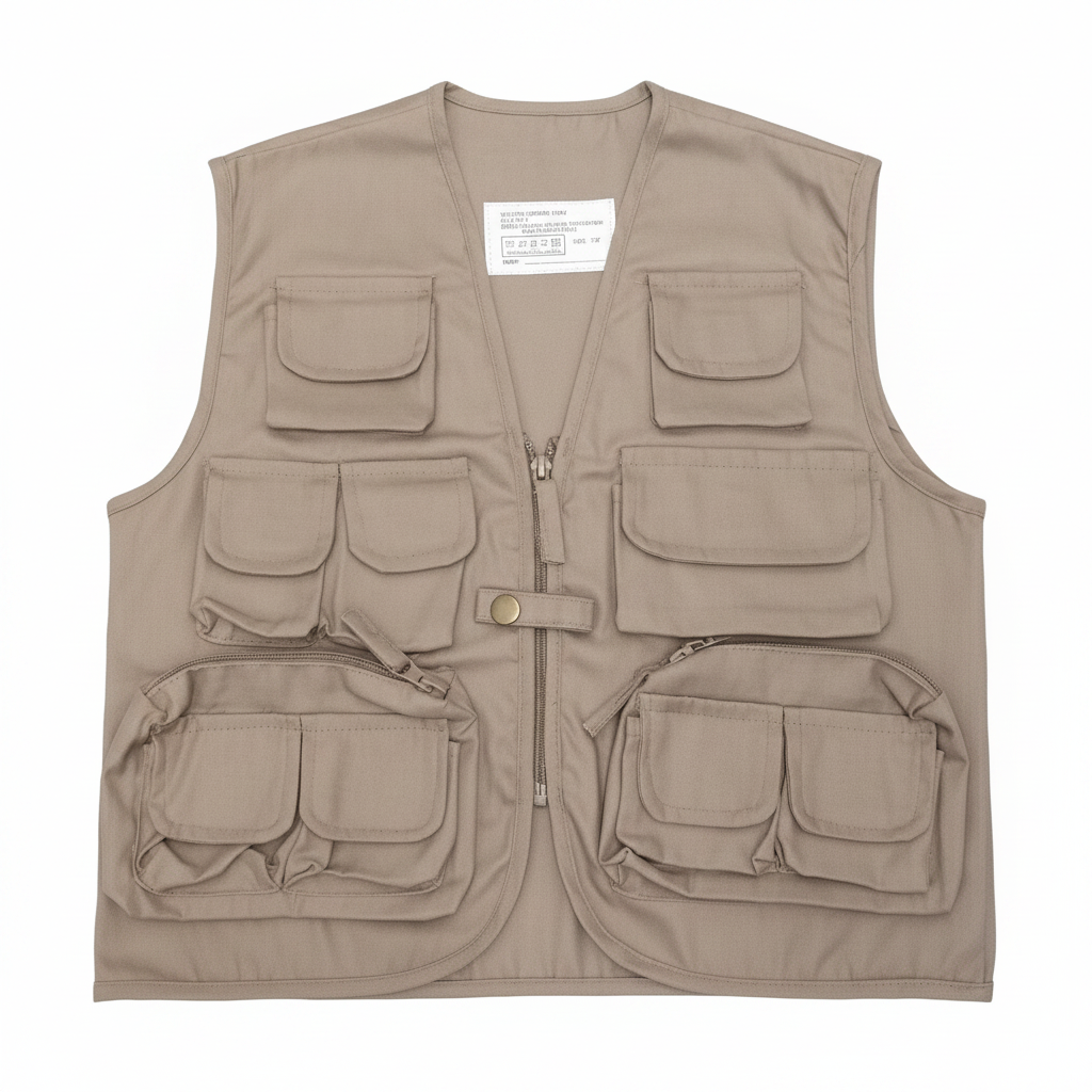 Khaki vest white background
