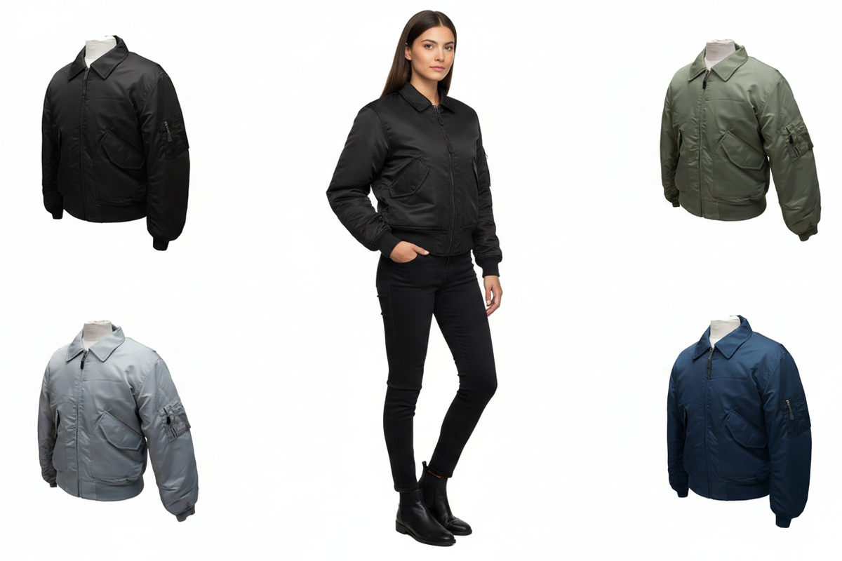 MA-2 Bomber Jacket Collage - Female Model Centre