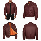 MA1 Maroon Bomber Jacket - Male Model Collage