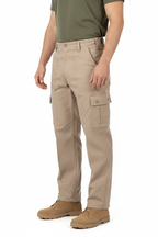 Male Model - Suede Desert Boots, Green Tee, Cargo Trousers