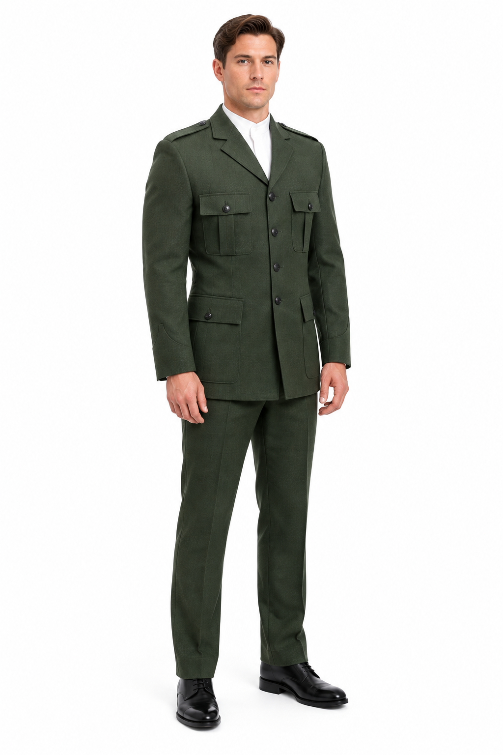 Male model wearing the referenced jacket