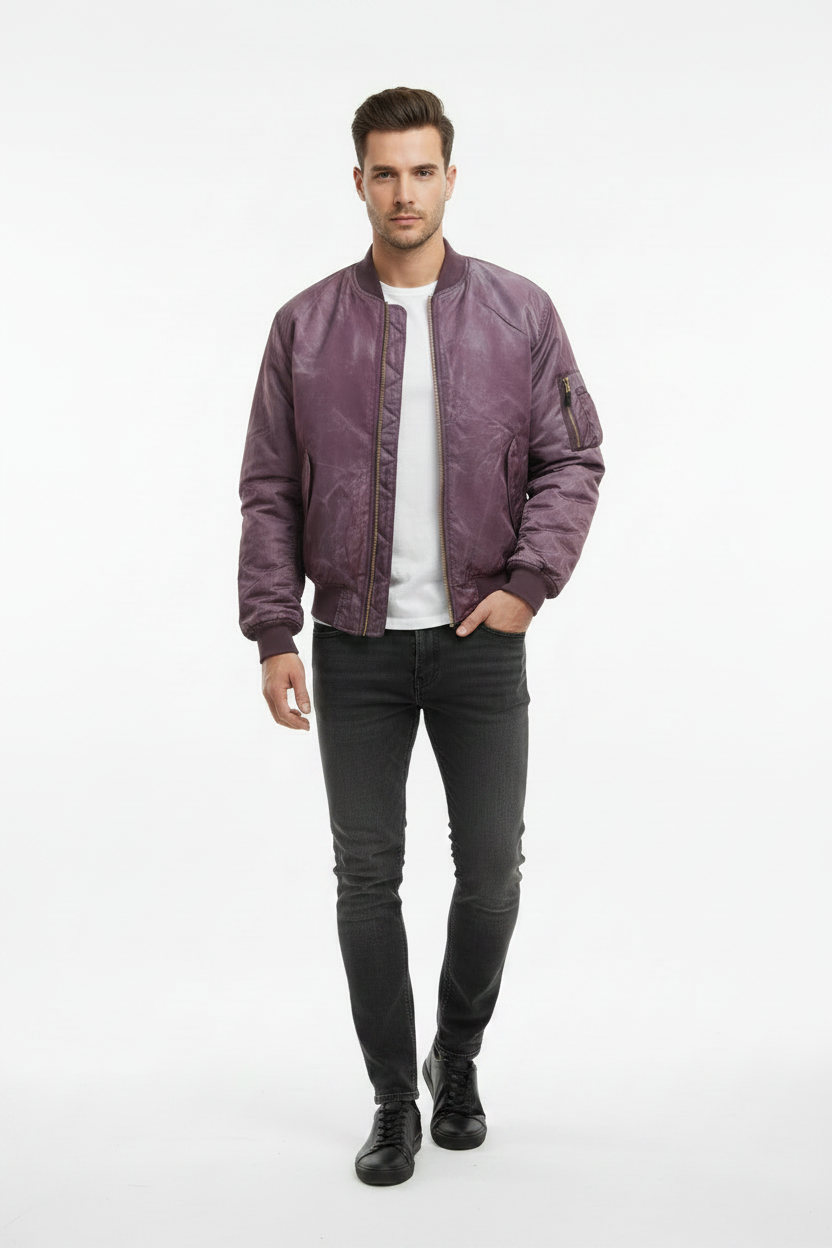 Maroon MA1 - Zip Fully Closed