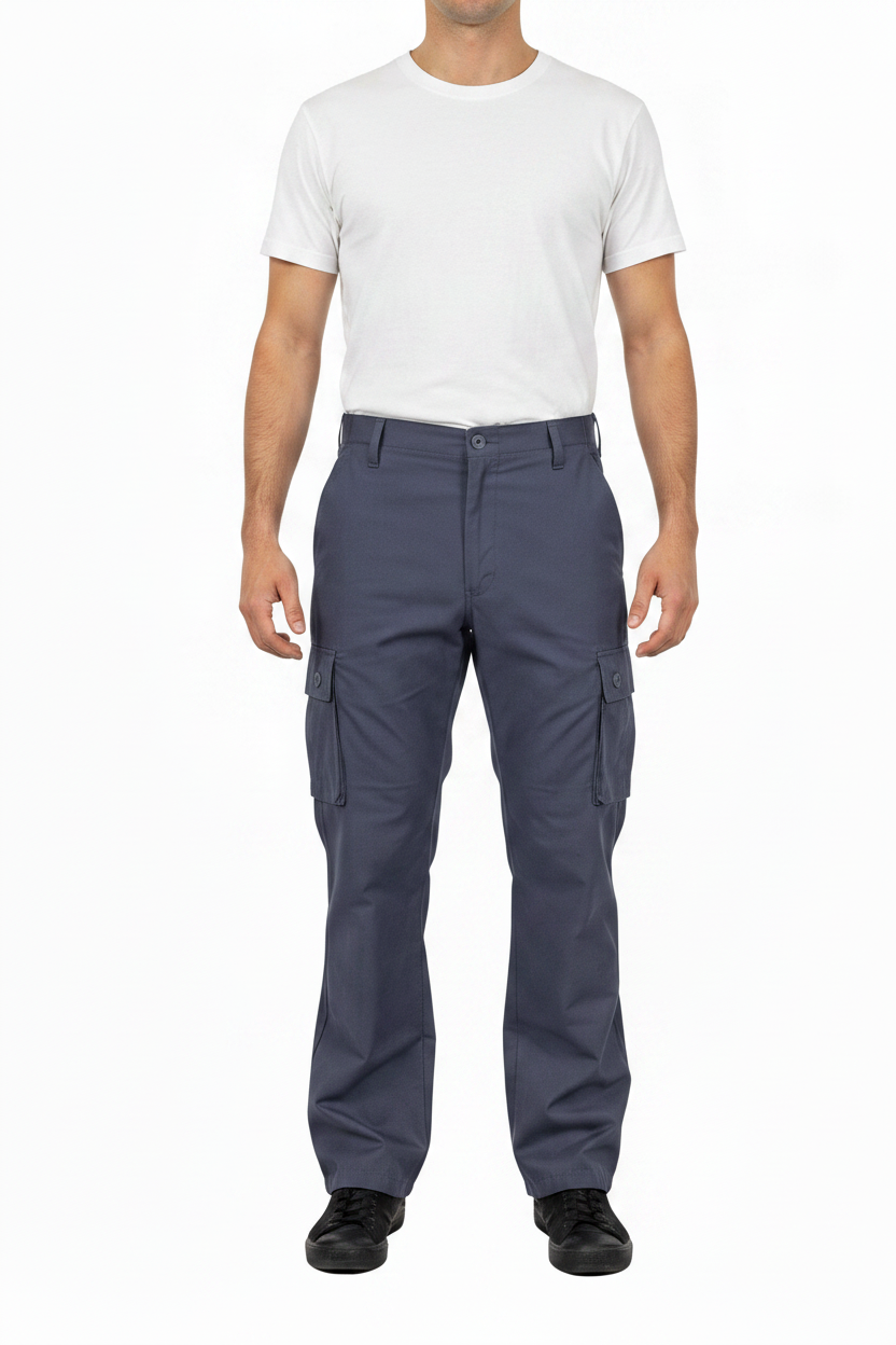 Model full frame RAF blue-grey trousers