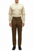 Model with FAD trousers and black shoes