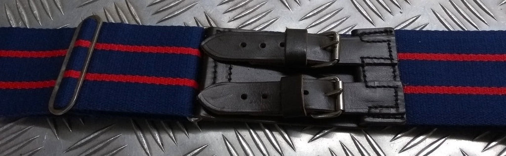 MPGS Stable Belt AGC Blue With Red Stripes Double Leather Straps Adjust Max 44"
