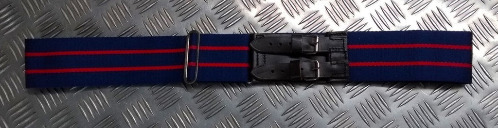 MPGS Stable Belt AGC Blue With Red Stripes Double Leather Straps Adjust Max 44"