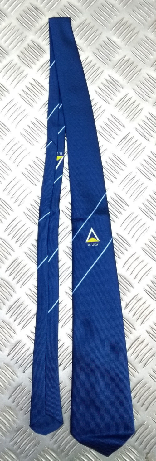 Navy Blue Polyester Tie with Saint Lucia writing & Symbol - NEW