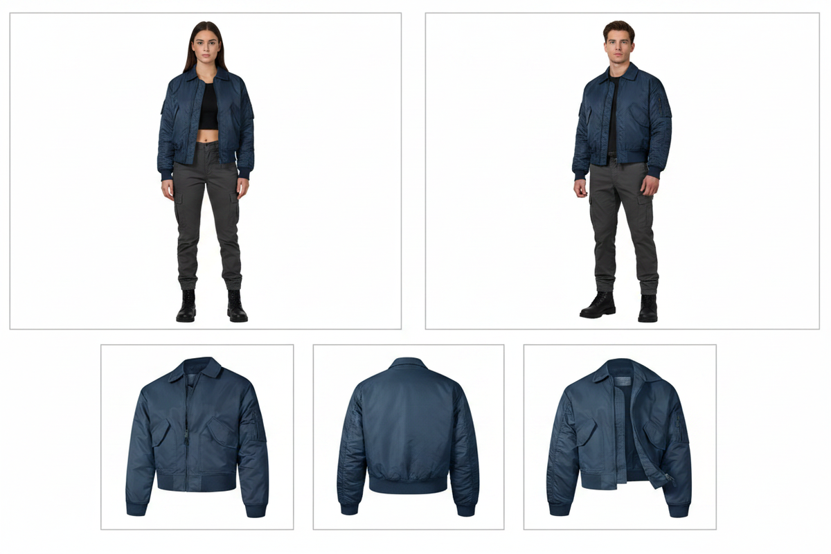 Navy Bomber Jacket Collage