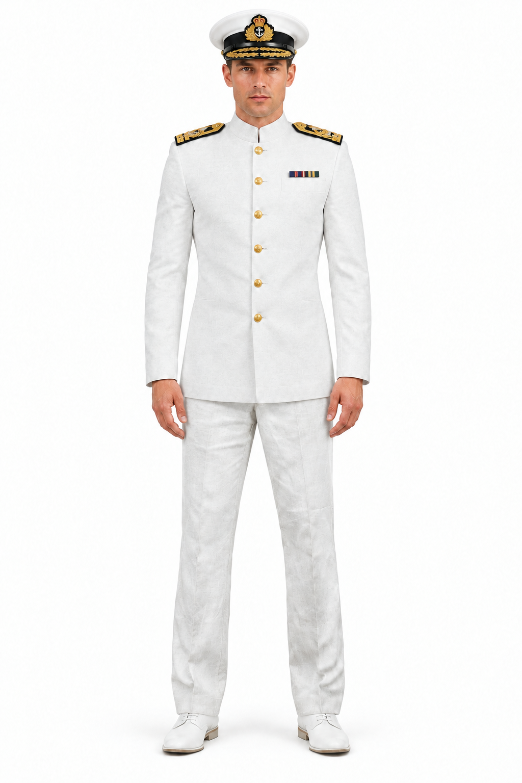 Officer uniform with fewer ribbons and a tunic shade matched to the trousers