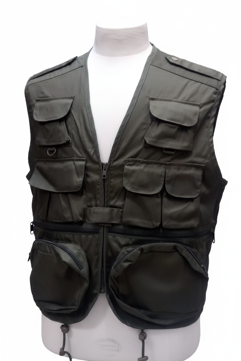 Olive Green Vest - White Background