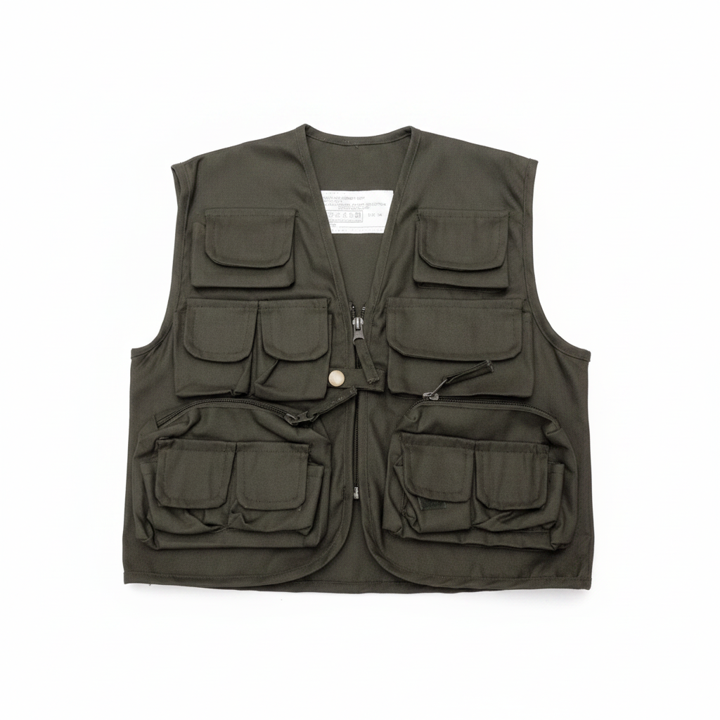 Olive vest white background