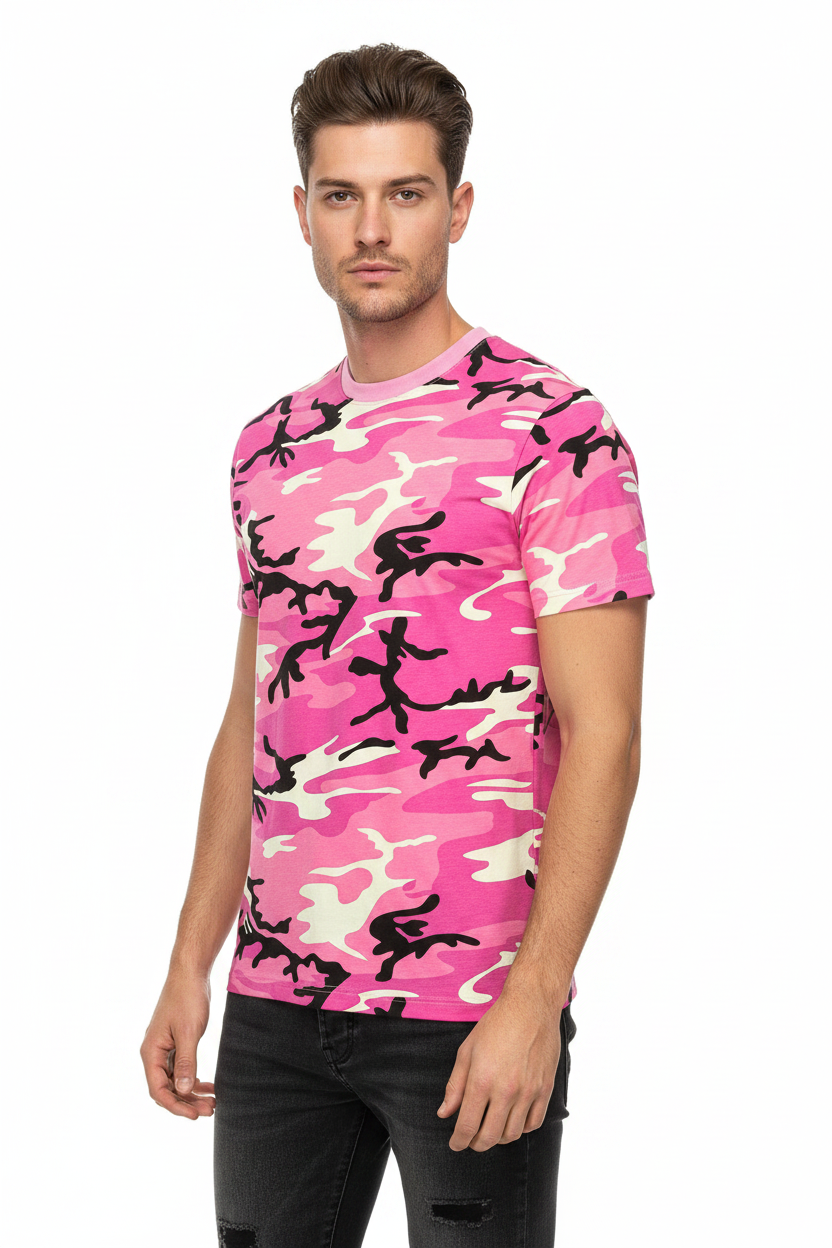 Pink Camo T-Shirt on Male Model