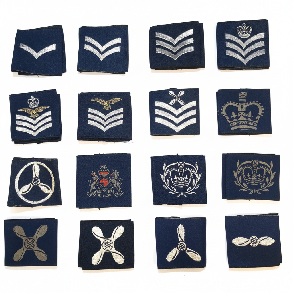 RAF Rank Sliders Grid - Pure White Background