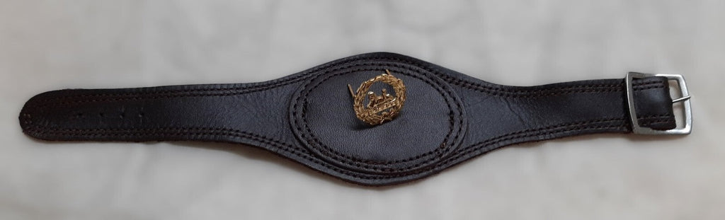 Rifles Egypt Wrist Strap British Army Gold Coloured Insignia Brown Leather Strap