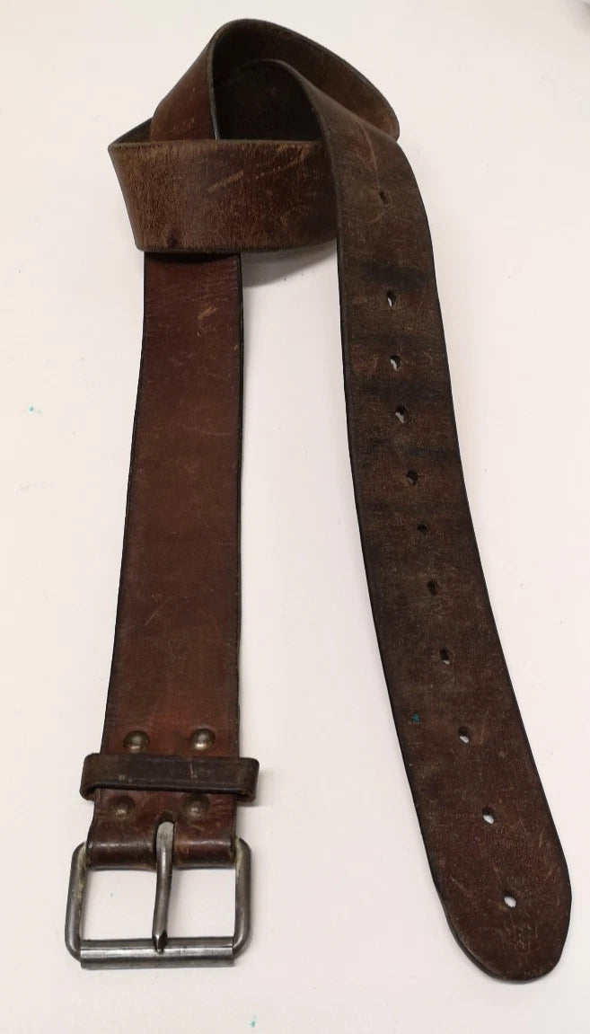 Swedish Army Unique Vintage Brown Leather Trouser Belt - All Sizes Lot2