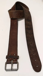 Swedish Army Unique Vintage Brown Leather Trouser Belt - All Sizes Lot2