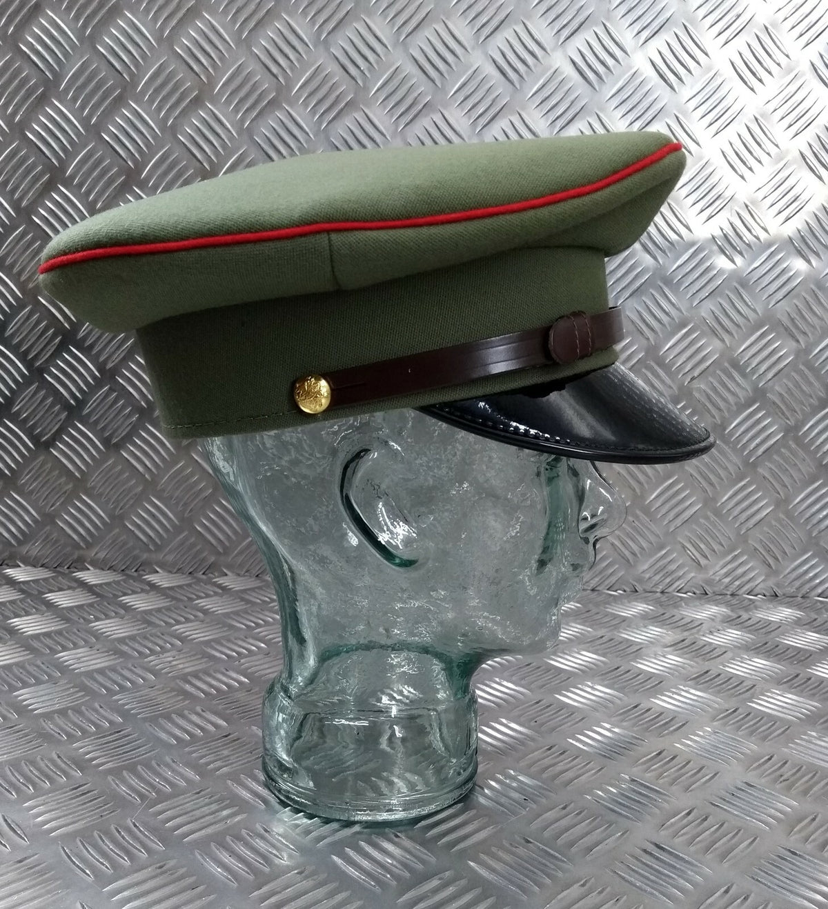 Ugandan Army Officers Peaked Cap 2nd Lt to Captain Ceremonial Parade Dress Hat Light Green 52cm - NEW