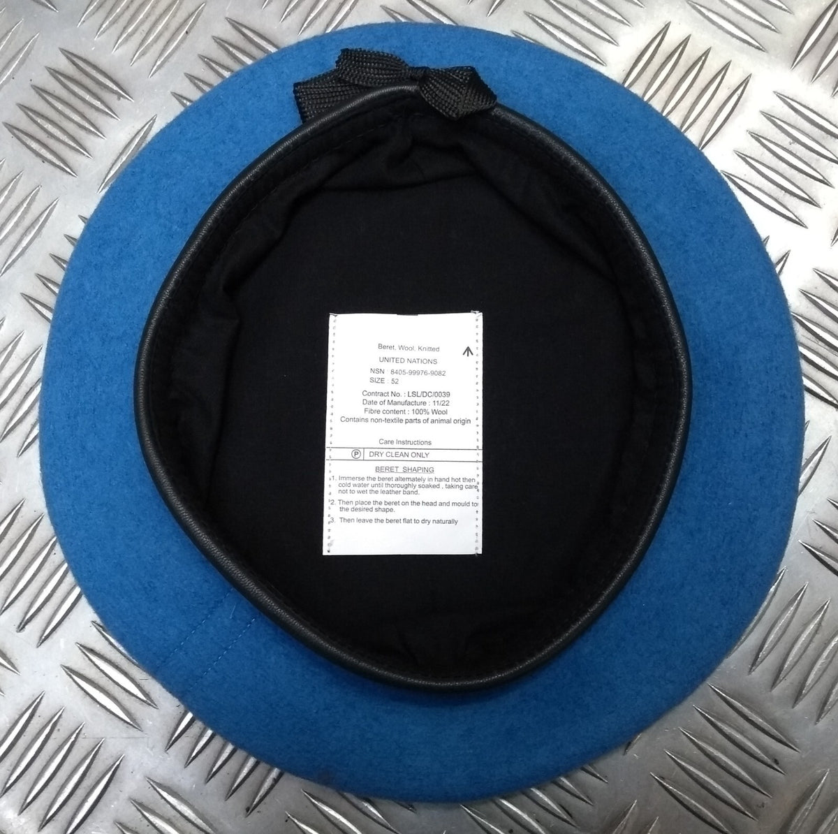 UN United Nations Blue Beret British Style Wool Beret Cap MoD Spec Size 55cm