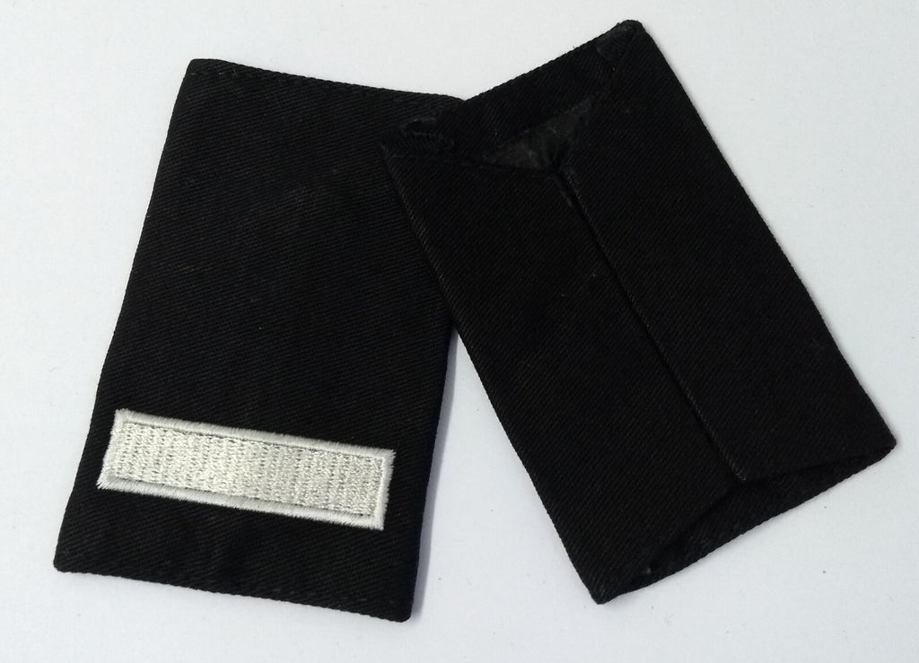 1 Bar Rank Slides Silver Bar on Black British Made Shoulder Sliders 1 Pair - NEW