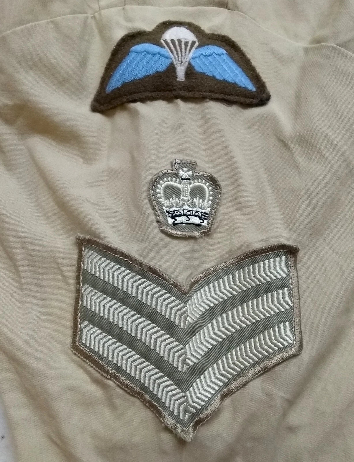 British Army No2 FAD Shirt Long Sleeve Fawn With Assorted Chevrons / Patches / Badges