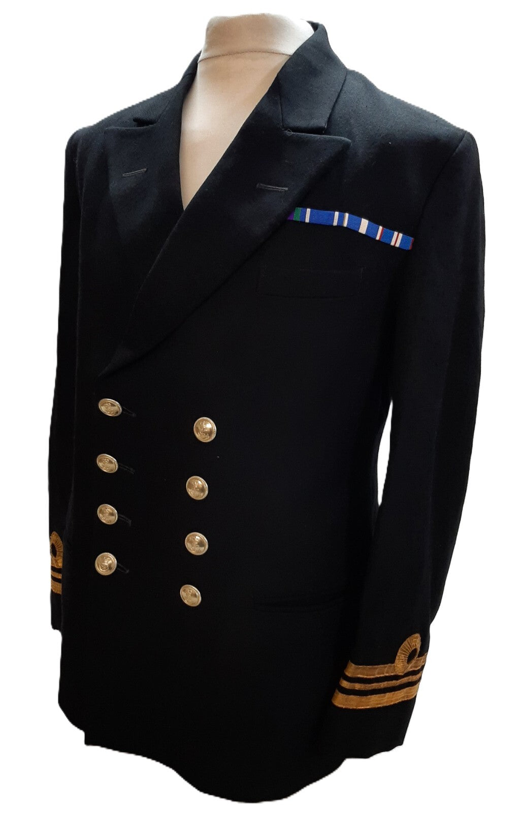 Royal Navy No1 Officers Dress Jacket Lieutenant Commander Rank Curls & Medal Bar British Naval 42in Chest