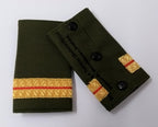 Mozambique Army Officers Rank Slides Gold Braid on Olive Green Press Stud 1 Pair - NEW