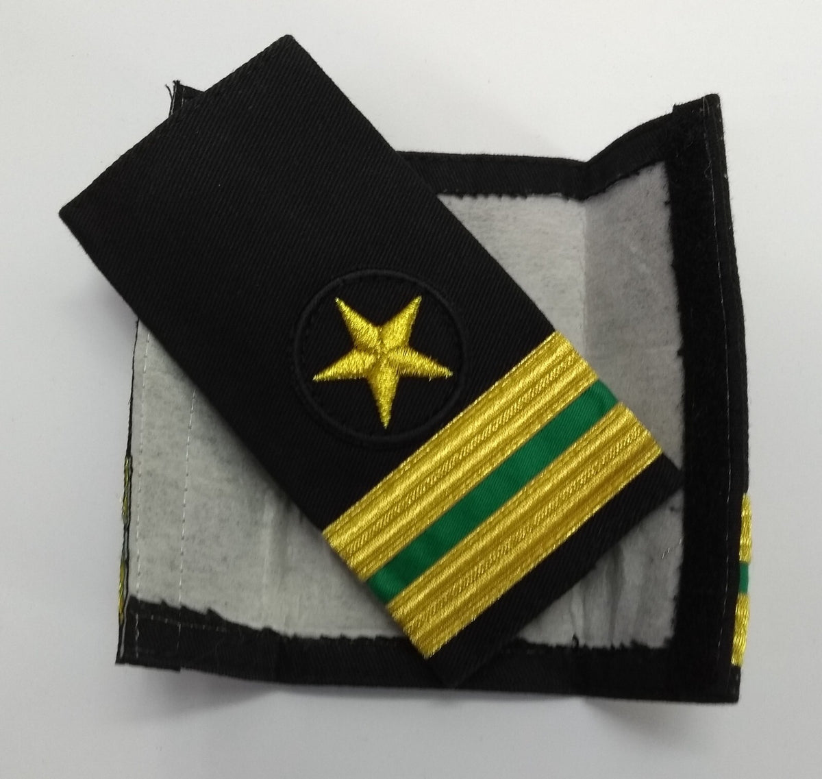 Officers Shoulder Rank Slides Hook & Loop Epaulettes 2 Gold Bars & Star British Made 1 Pair