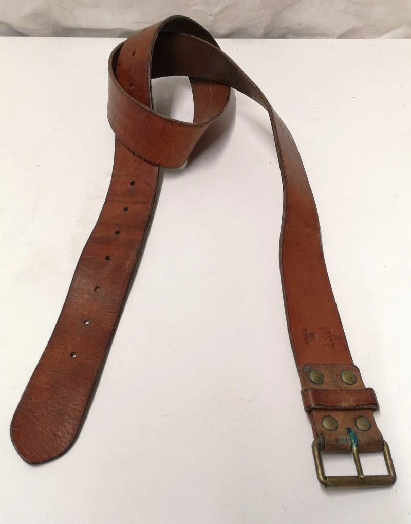 Swedish Army Unique Vintage Brown Leather Trouser Belt - All Sizes Lot1